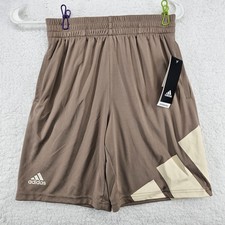 Boys ADIDAS AEROREADY Medium Chalky Brown Tan Shorts w/ Logo NEW NWT