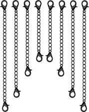 8-Piece Black Necklace Extender Set, 4 Sizes for Jewelry Making and Accessories