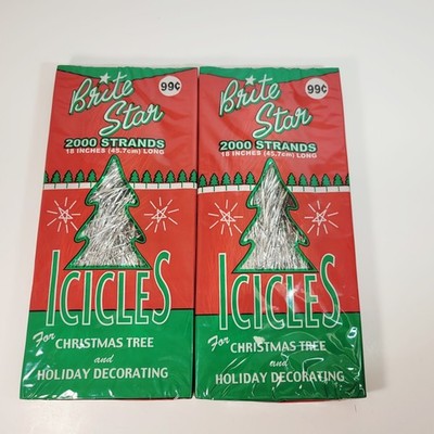 Lot of 2 Vtg Style Brite Star 18  Icicles Christmas Tree 2000 Strand Tinsel USA