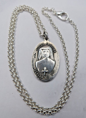 Vintage Bliss Sister Faustina Sterling Silver Pendant 16'' Chain Necklace #1243