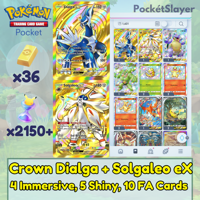 Pokemon TCG (Trading Card Game) Pocket 2 Crown solgaleo Dialga | 2150+ Pack  HG | eBay