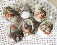 6 Kunststoff Eier Mit Hasen Ostereier Bedruckt Kunststoff Nostalgie