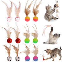 12 StüCk HüPfender Katzenball Mit Feder, Katzenspielzeug Feder KatzenbäLle, Inte