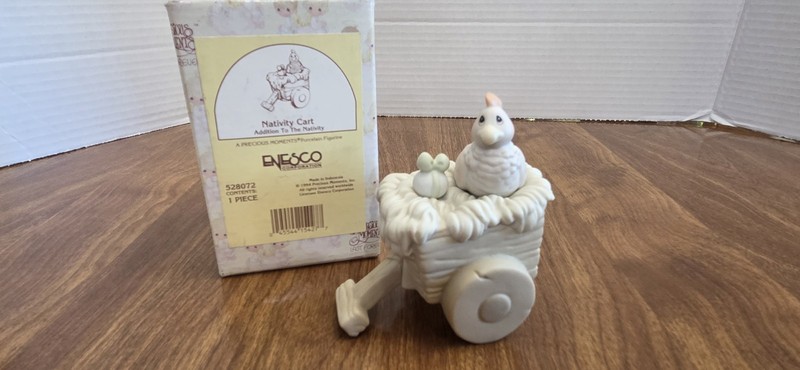 1994 Precious Moments Enesco #528072 – Porcelain Nativity Cart 3-1/2”