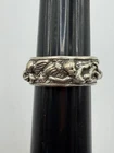 VINTAGE 925 STERLING SILVER BAND RING CHERUB ANGELS SIZE 8 10 GRAMS