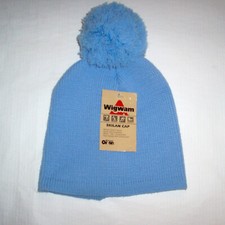 Vintage NOS Blue Wigwam Winter Ski Skilan Cap Beanie w/ Pom Pom Made in U.S.A.