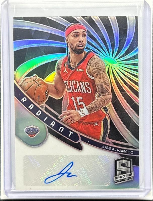 2022-23 Spectra Jose Alvarado Radiant Signatures Silver Prizm Auto #02/99