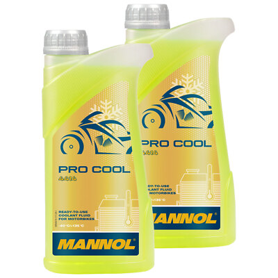 Pro Cool Kühlflüssigkeit gelb MANNOL 2x 1 Liter Frostschutz Motorrad Roller Quad
