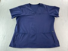 XL Navy Jockey Women's 2299 Style Zippered Pocket Crossover Neck Scrub Top