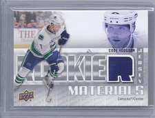 2011-12 UPPER DECK CODY HODGSON ROOKIE MATERIALS JERSEY RM-CH VANCOUVER CANUCKS