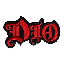 Dio Band Logo Iron-On Embroidered Patch – Red & Black Heavy Metal Emblem