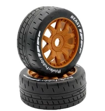 Powerhobby 1/8 GT Beast Belted Mounted Tires 17mm SOFT Brown Wheels