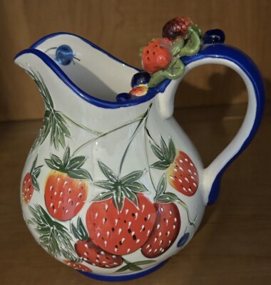 Vintage Strawberry Creamer Pitcher by J. McCall Blue Sky Clayworks
