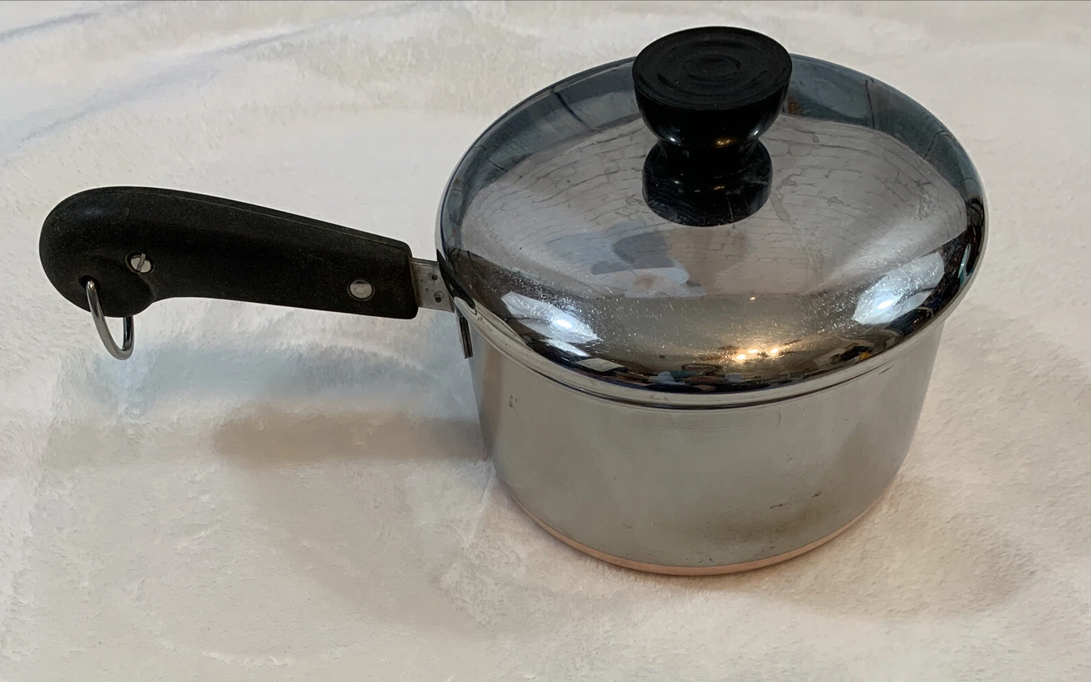 Vintage Revere Ware 1.5 QT 1801 Copper Bottom Sauce Pot Pan Lid Clinton Illinois