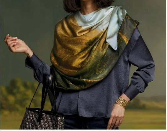 METROPOLITAN MUSEUM OF ART, DURAND LANDSCAPES OBLONG SCARF, NEW in BOX
