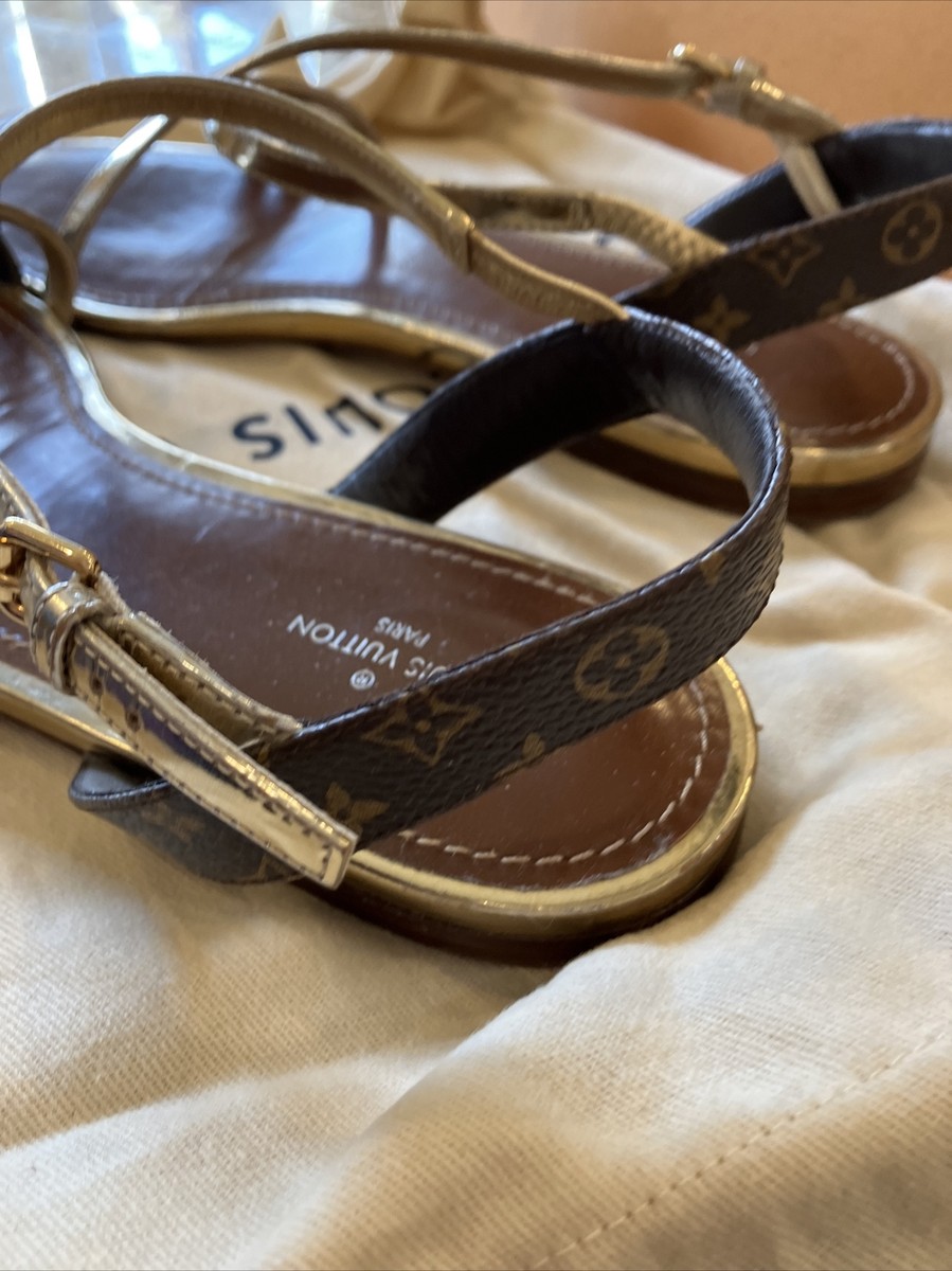 Louis Vuitton gold and logo sandals | eBay