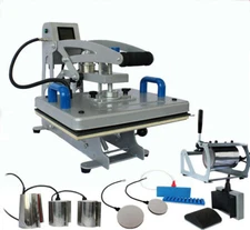 9in1 Magnetic Semi-Auto Heat Press Machine 15x15in T-Shirt Mug Plate Hat 110V