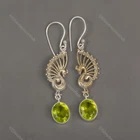 Oval Peridot Gemstone Sterling Silver August Birth Handmade New Earrings Jewelry