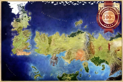 THE KNOWN WORLD GAME OF THRONES GOT MAP ART COLOUR ART PRINT PREMIUM POSTER