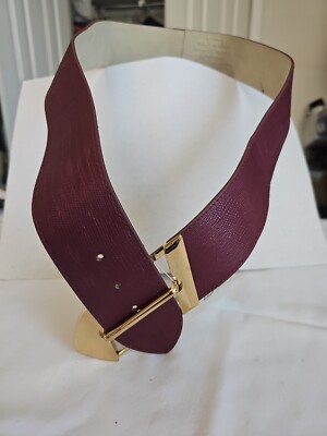 BCBGeneration Womens Burgandy Belt Gold Buckle Snakeskin XS  display picture 3