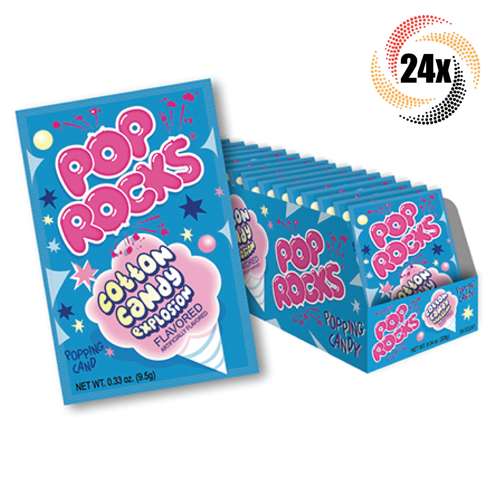 Полная коробка 24-кратных упаковок сладкой ваты Pop Rocks Explosion Popping Candy.33 унции