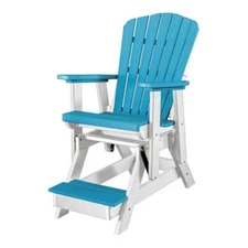 OS Home and Office Furniture Resin Fan Back Balcony Glider in Aruba Blue/White