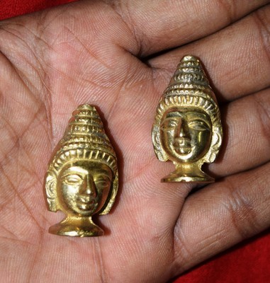 Small Lord Buddha Face Brass Statue Office Paperweight Gift Table Showpiece MS74
