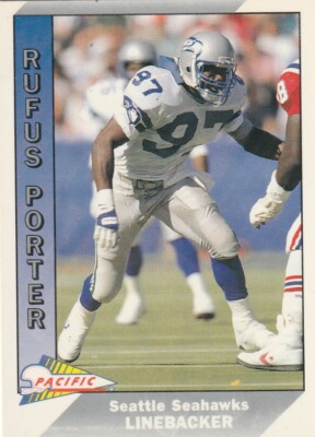 FREE SHIPPING-MINT-1991 Pacific Rufus Porter #486-PLUS SEAHAWKS BONUS CARDS