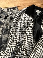 Chico s Design Size 2 Lot Of 2 Jackets Black White Gray Houndstooth