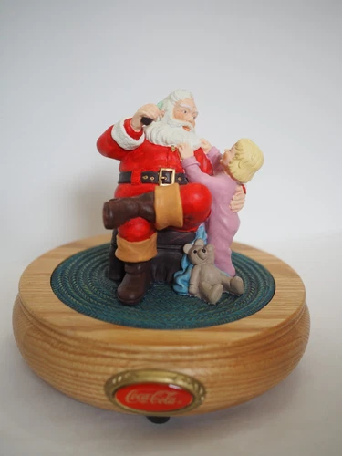 Coca-Cola Santa Claus Musical Figurine Girl 'Santa Is Coming To Town' VTG WORKS