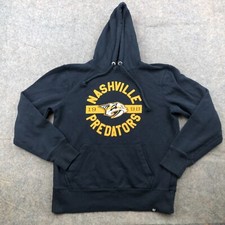 Nashville Predators Hoodie Men Small Blue Fleece Spell Out Circle Logo Sweater