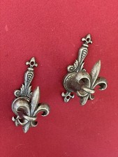 Paire Embrasses Attaches Rideaux Anciens Fleurs De Lys