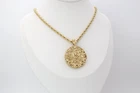 Large Gold Nugget Necklace, 5mm French Rope Chain, 14k Heavy Plated Gold