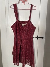 Victoria's Secret Burgundy Lace Sheer Slip L Adjustable Straps Bow Gold Label