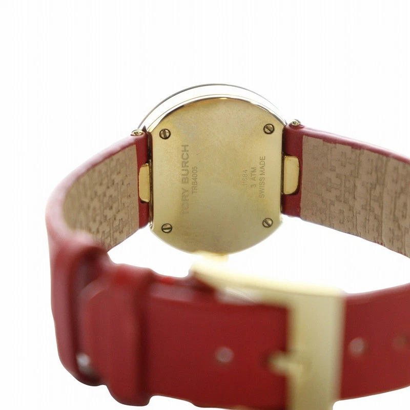 Y0719 Tory Burch Trb4005 Gy18 Orologio Donna Quarzo con Cintura in Pelle Logo Oro