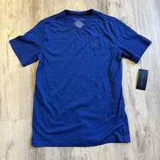 NWT Tommy Hilfiger Boys Size M 12/14 Blue V Neck Cotton Basic T Shirt