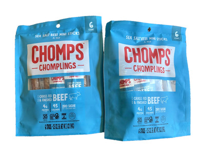 2 Bags Chomps Chomplings Mild Sea Salt Mini Beef Meat Sticks 4g Protein 12 Total