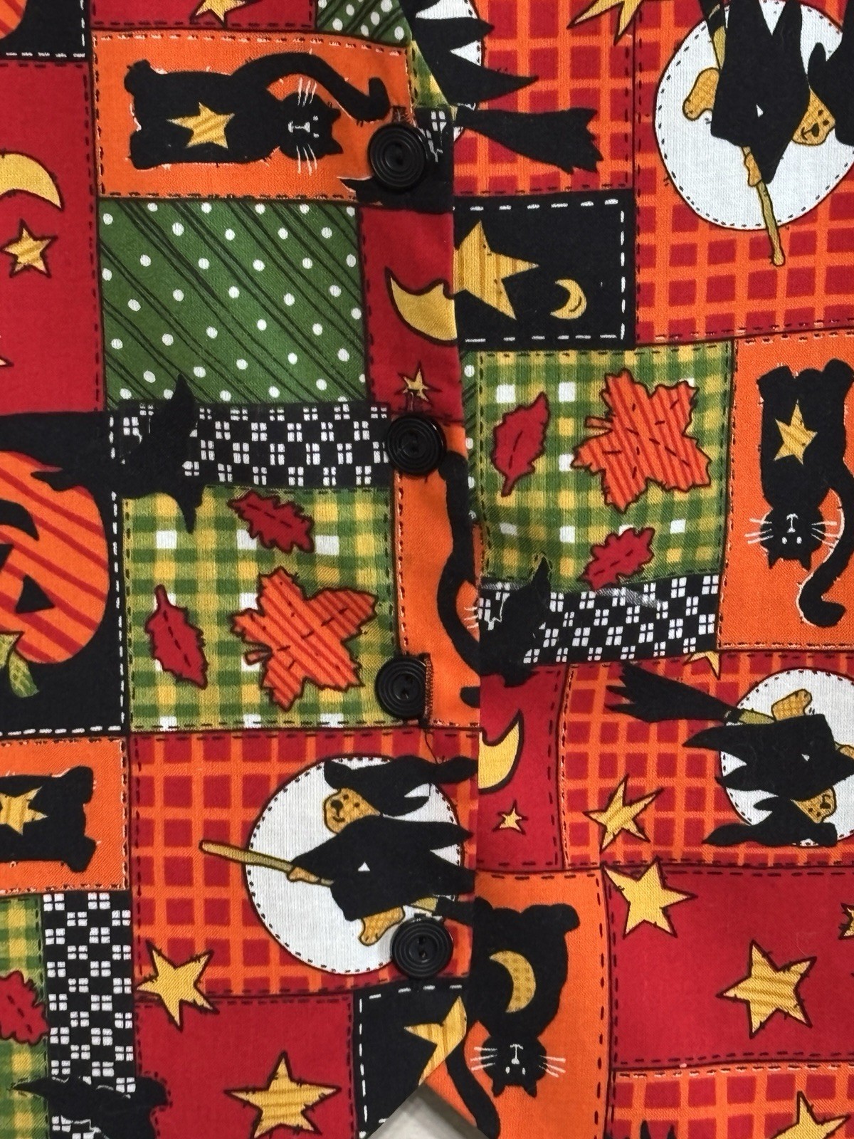 VTG Basic Editions Halloween Patchwork Vest Large… - image 3