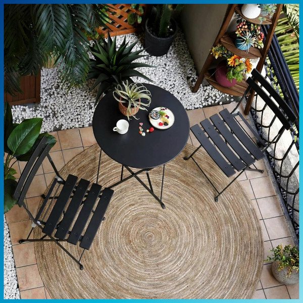 Bistro Set 3-Teilig Klappbar GartenmöBel 2 StüHle 1 Tisch FüR Balkon Terrasse-image