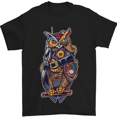 Lustig Steampunk Piraten Eule Herren 100% Baumwoll