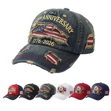 250th Anniversary USA Hat 1776-2026 Patriotic Baseball Cap, Retro Embroidered...