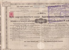 UNGARN 1876, RAAB-OEDENBURG-EBENFURTHER EISENBAHN sehr dekorative Gr&uuml;nder-Aktie