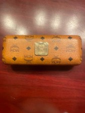 MCM Authentic Hardshell Eyeglass Case Cognac Brown w/ Cleaning Cloth