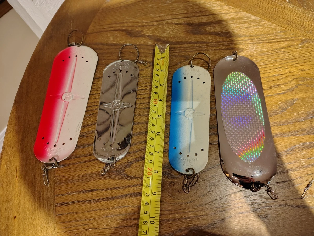 Dodger De Pêche Luhr-Jensen Alpena Diamond, 8 Pouces, Chrome Bleu Fluo, Vintage NOS