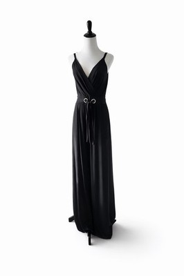 Royalty For Me Black Wide Leg Jumpsuit Sleeveless Tie Waist Pockets - Small