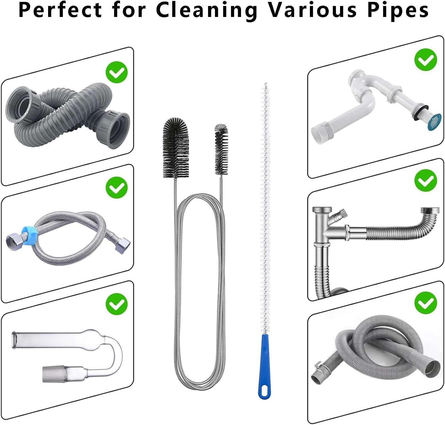 Flexible Extra Long Drain Brush, Drain Unblocker Tools,61 Inch Pipe Cleaner Brus