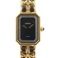 CHANEL Premiere L Quartz Watch H0001 Gold Plated Black