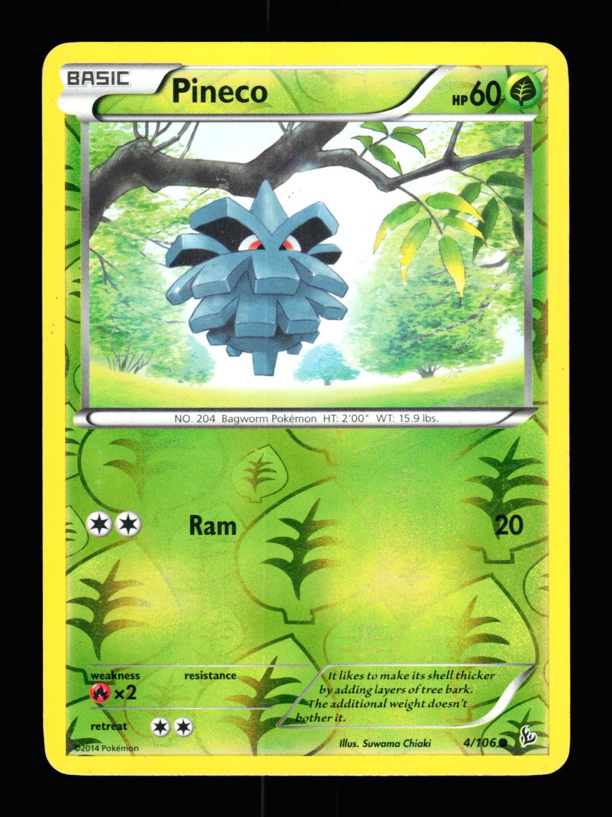 Pineco 4/106 Reverse Holo Common Flashfire Pokemon 2014 LP Chiaki