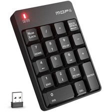Wireless Number Pad - 2.4G Numeric Keypad Silent 19 Keys USB Keypads, Portable F