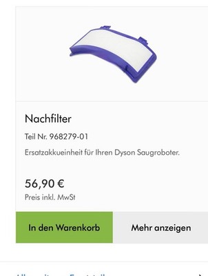 Dyson 360 Eye Saugroboter Staubsauger Roboter Nachfilter